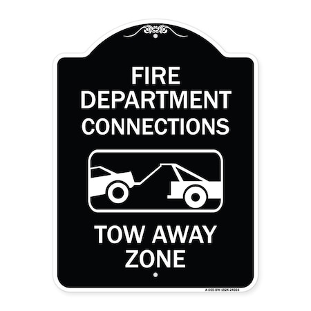 Signmission Fire Department Connection Tow Away Zone W/ Graphic Heavy-Gauge Alum Sign, 24" x 18", BW-1824-24024 A-DES-BW-1824-24024